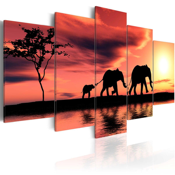 Canvas Tavla - African elephants family-Tavla Canvas-Artgeist-100x50-peaceofhome.se