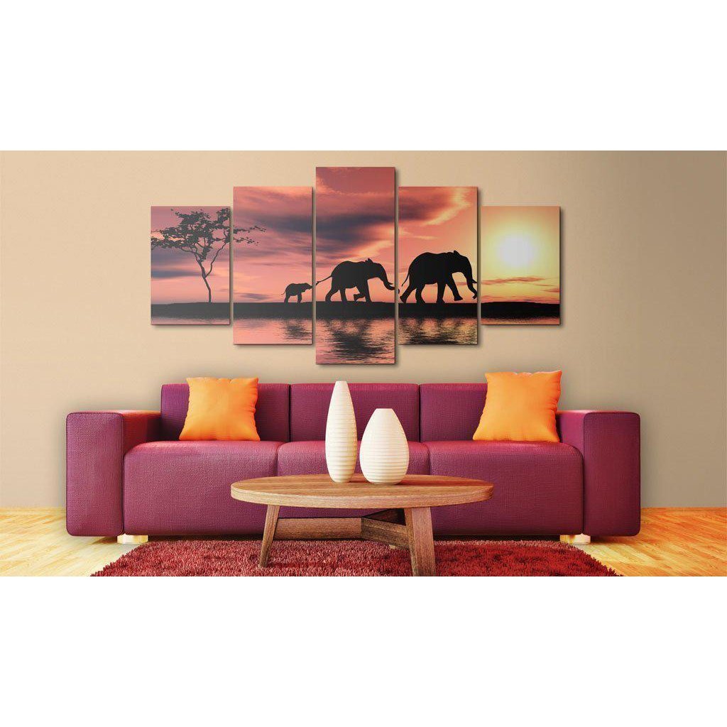 Canvas Tavla - African elephants family-Tavla Canvas-Artgeist-peaceofhome.se