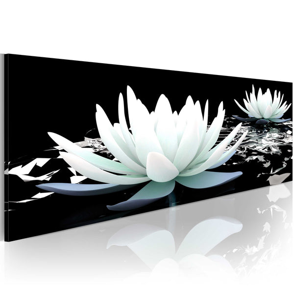 Canvas Tavla - Alabaster lilies-Tavla Canvas-Artgeist-120x40-peaceofhome.se