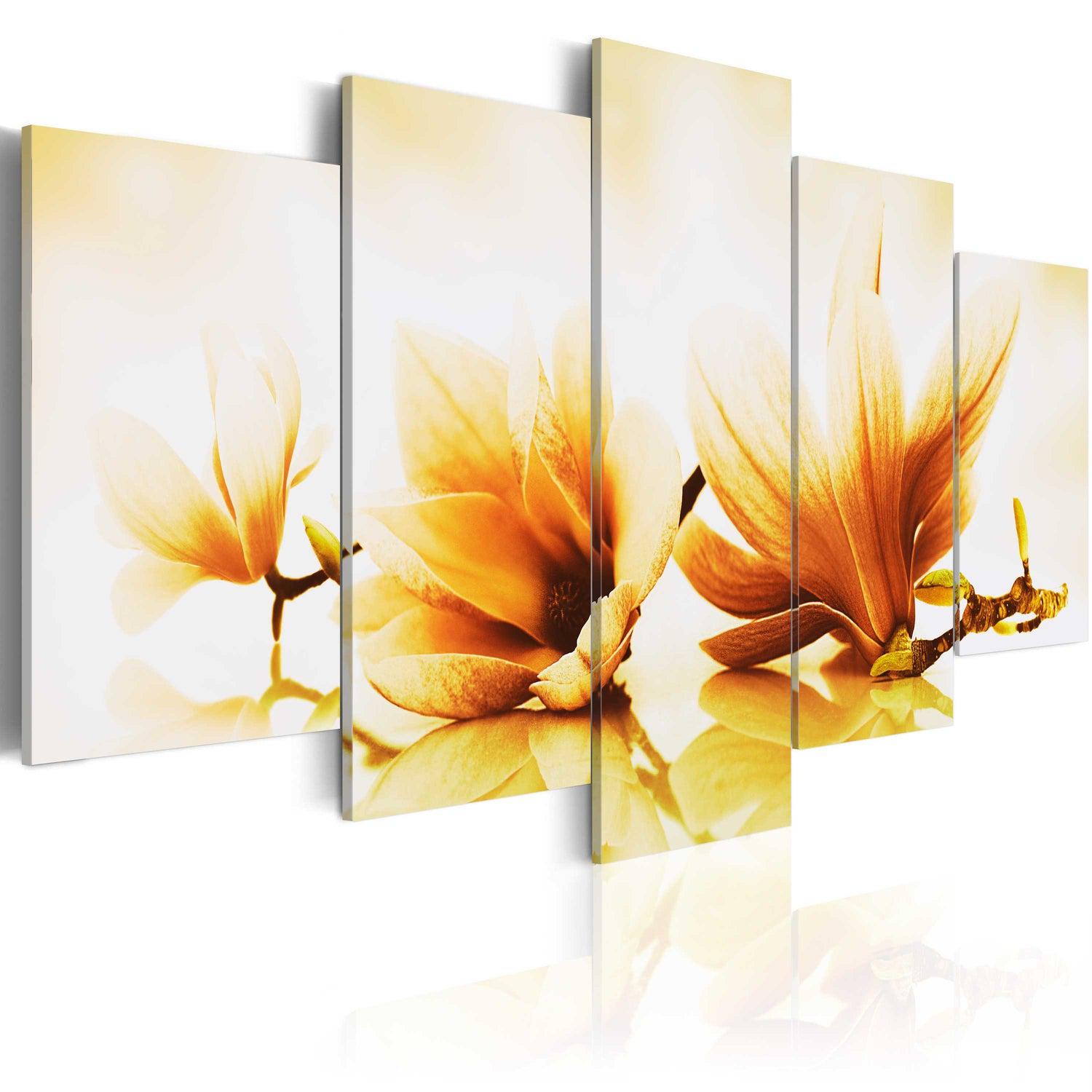 Canvas Tavla - Amber magnolias-Tavla Canvas-Artgeist-100x50-peaceofhome.se