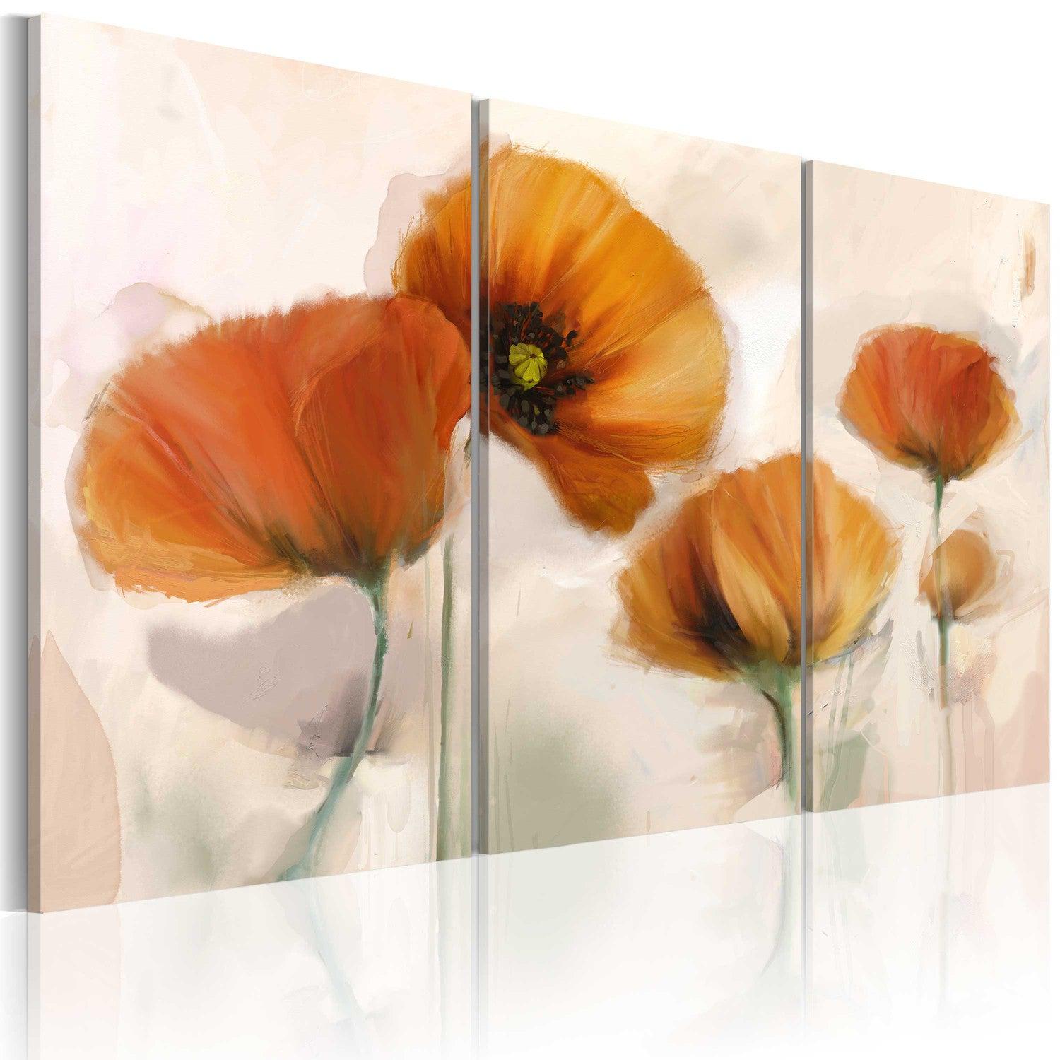 Canvas Tavla - Artistic poppies - triptych-Tavla Canvas-Artgeist-60x40-peaceofhome.se