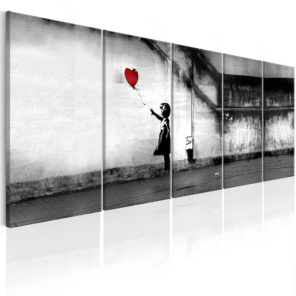 Canvas Tavla - Banksy: Runaway Balloon-Tavla Canvas-Artgeist-225x90-peaceofhome.se