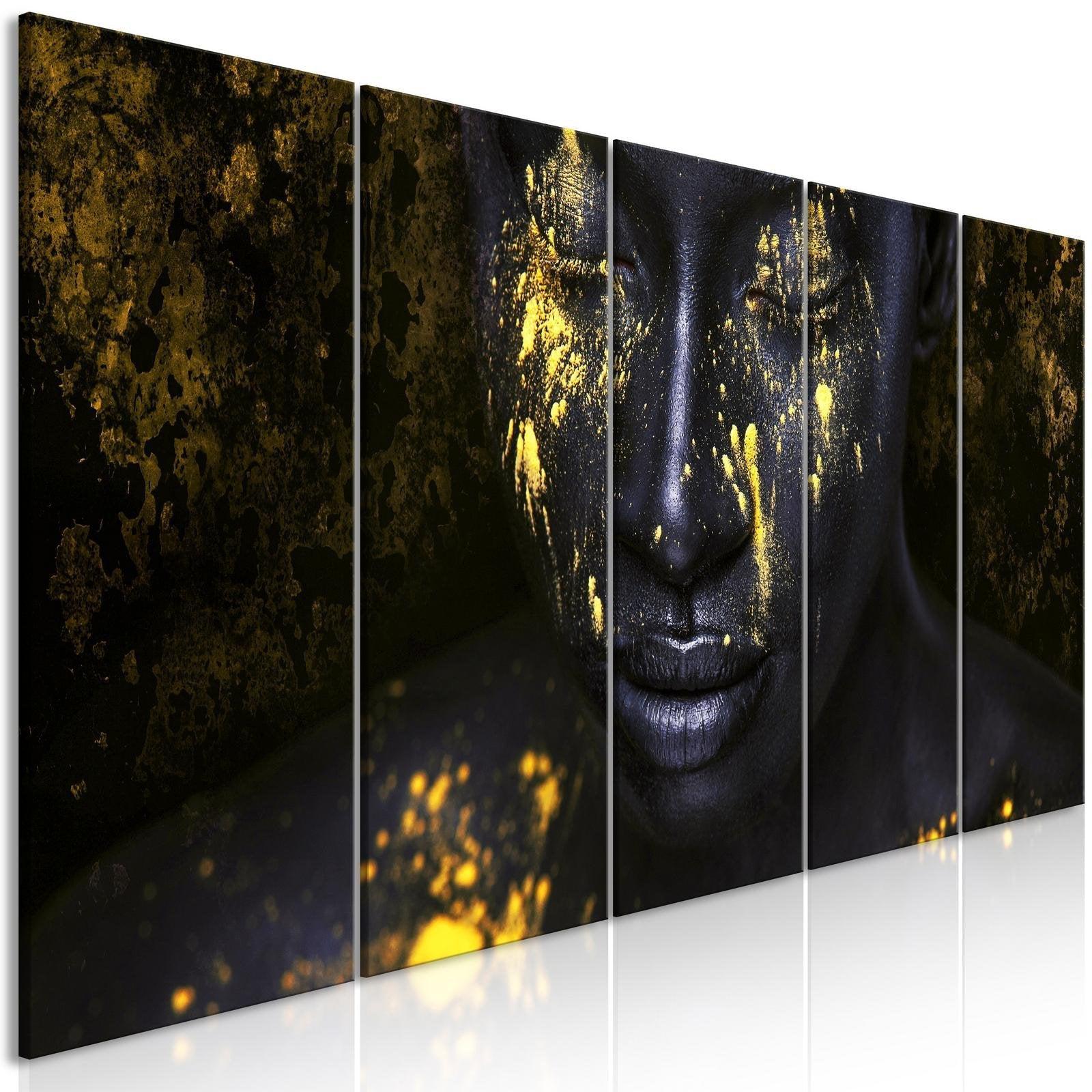 Canvas Tavla - Bathed in Gold (5 delar) Narrow-Tavla Canvas-Artgeist-100x40-peaceofhome.se