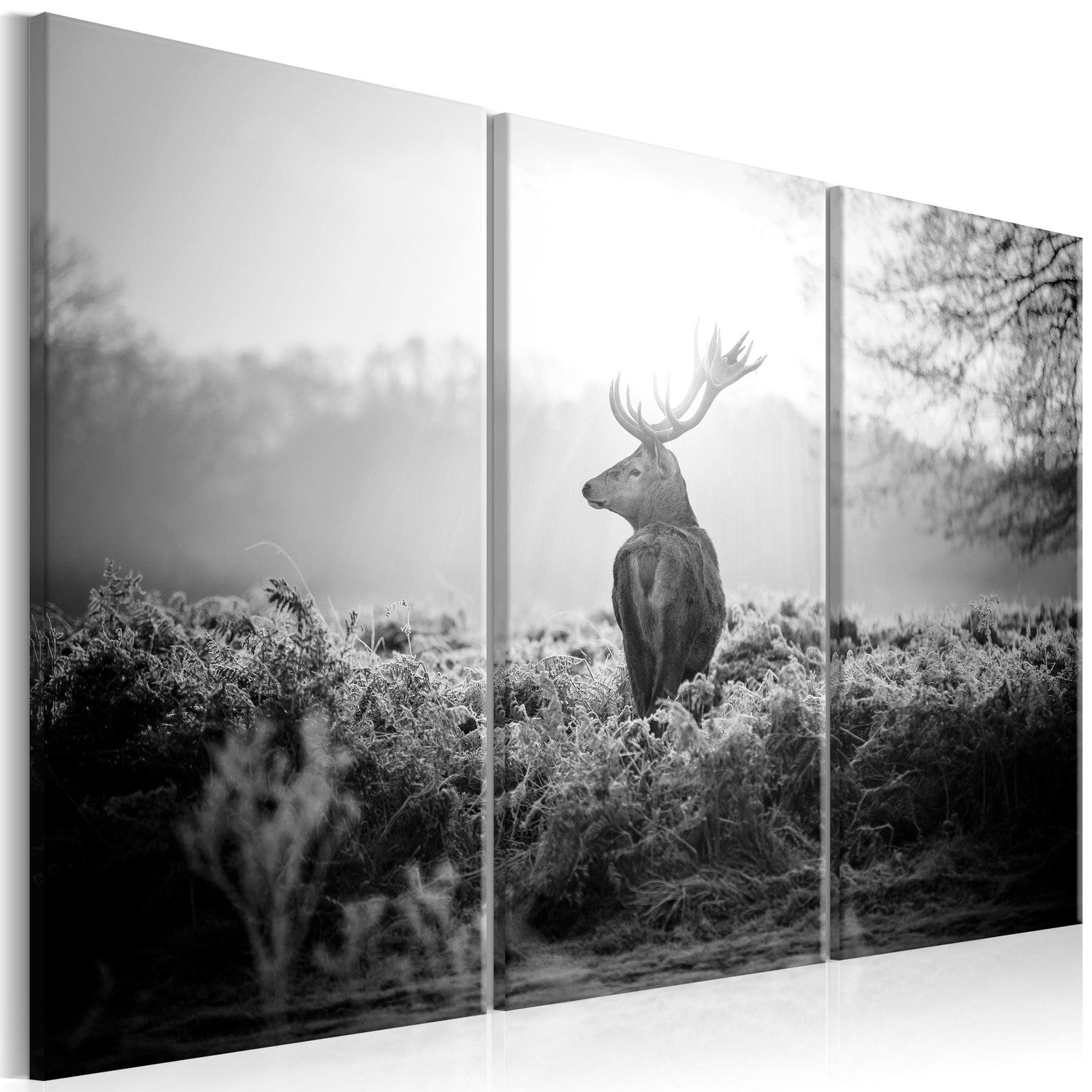 Canvas Tavla - Black and White Deer I-Tavla Canvas-Artgeist-90x60-peaceofhome.se