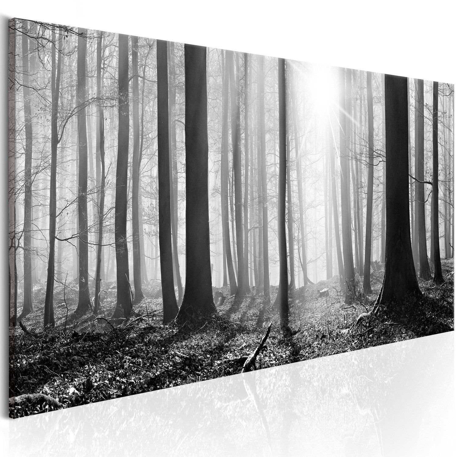Canvas Tavla - Black and White Forest-Tavla Canvas-Artgeist-120x40-peaceofhome.se