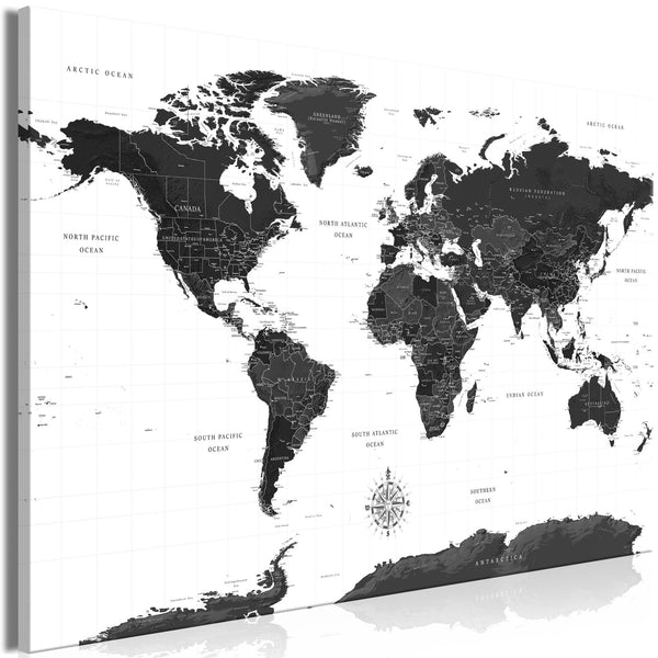 Canvas Tavla - Black and White Map Wide-Tavla Canvas-Artgeist-90x60-peaceofhome.se