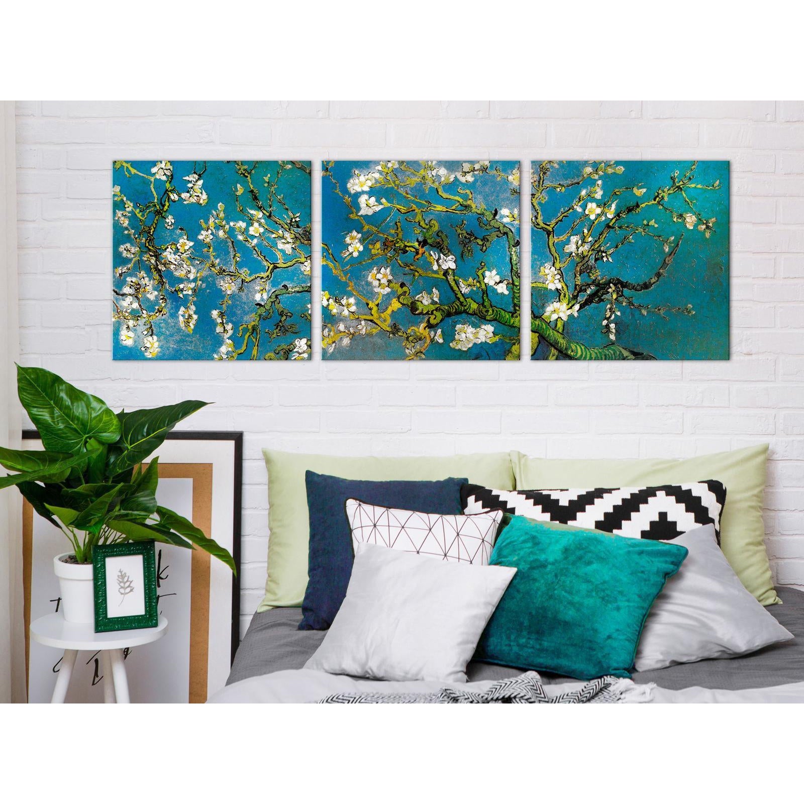 Canvas Tavla - Blooming Almond (3 delar)-Tavla Canvas-Artgeist-120x40-peaceofhome.se