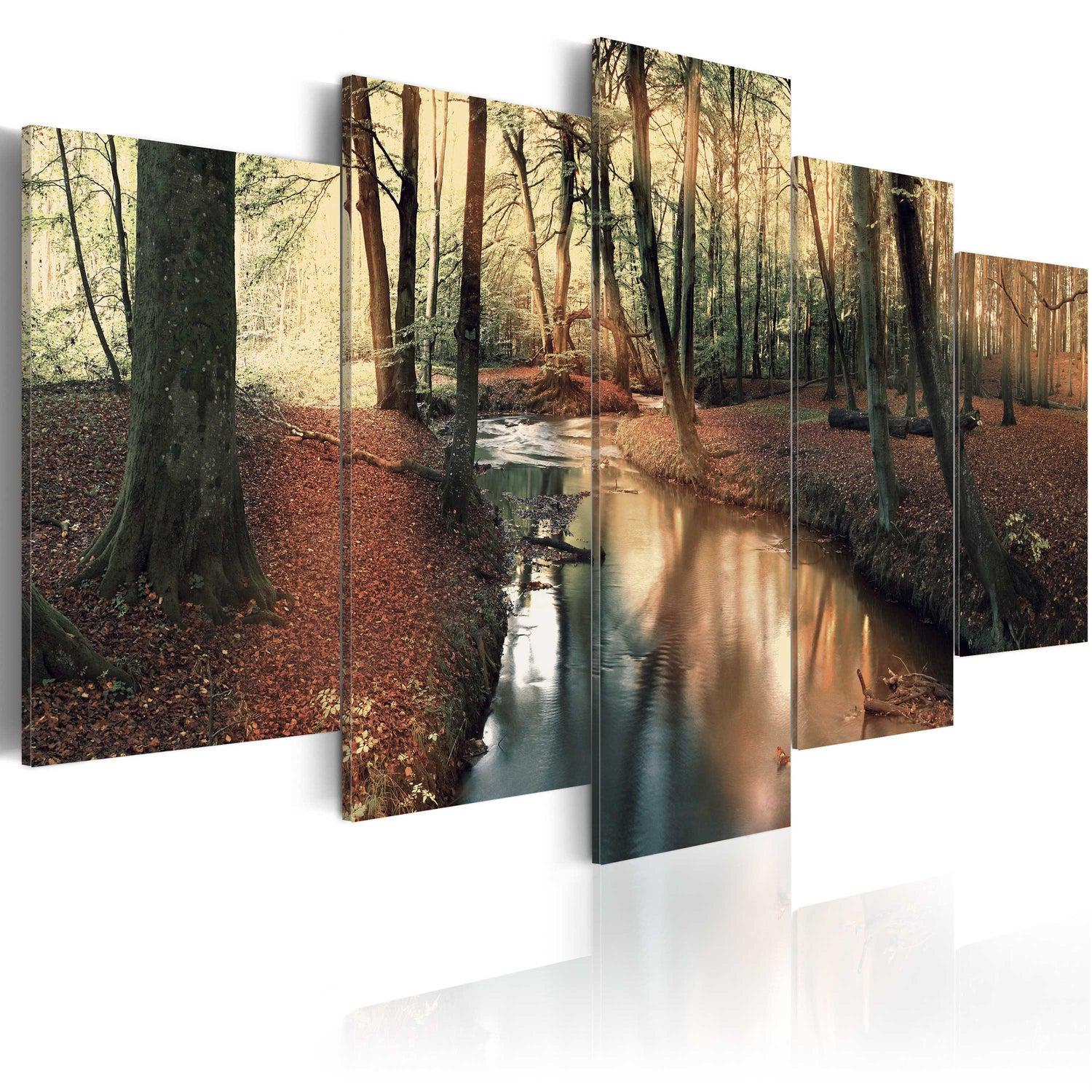 Canvas Tavla - Brown autumn: forest-Tavla Canvas-Artgeist-100x50-peaceofhome.se