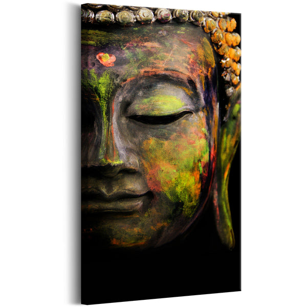 Canvas Tavla - Buddha's Face-Tavla Canvas-Artgeist-40x80-peaceofhome.se