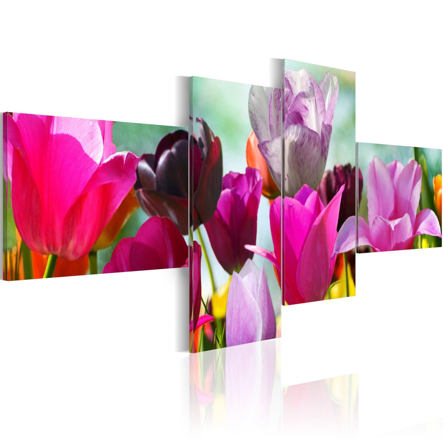 Canvas Tavla - Charming red tulips-Tavla Canvas-Artgeist-100x45-peaceofhome.se