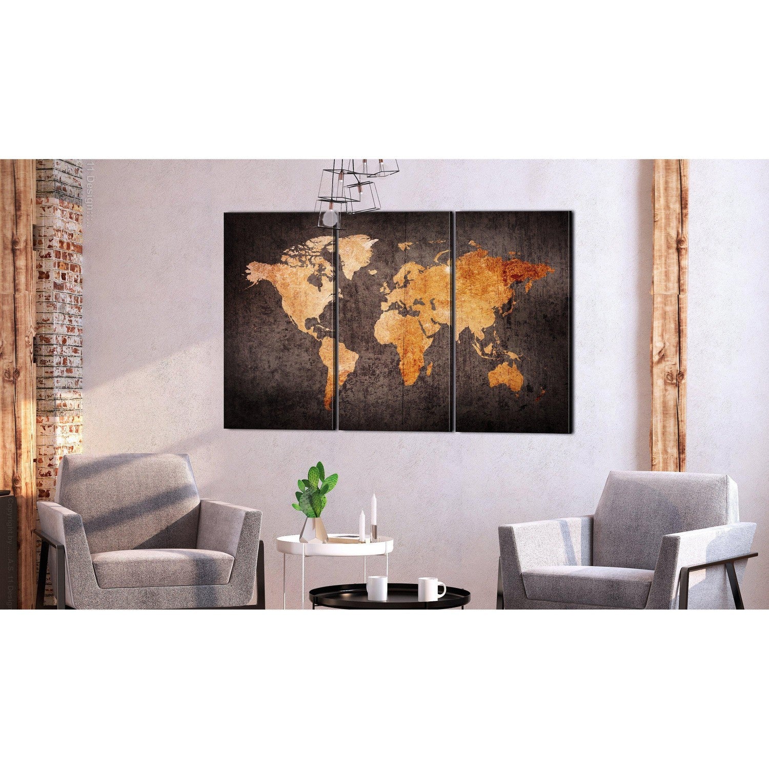 Canvas Tavla - Chestnut World Map-Tavla Canvas-Artgeist-peaceofhome.se