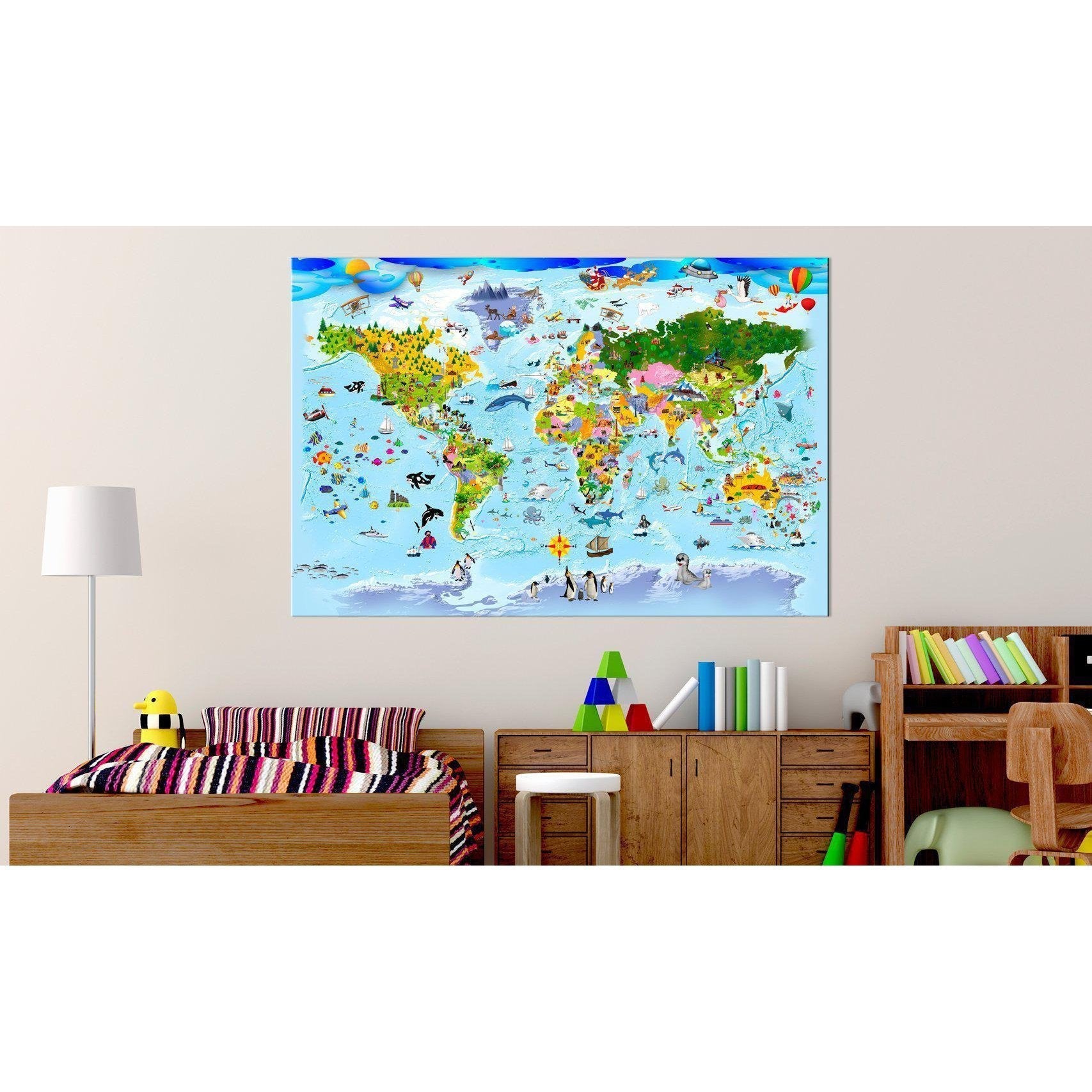 Canvas Tavla - Children's Map: Colourful Travels-Tavla Canvas-Artgeist-peaceofhome.se