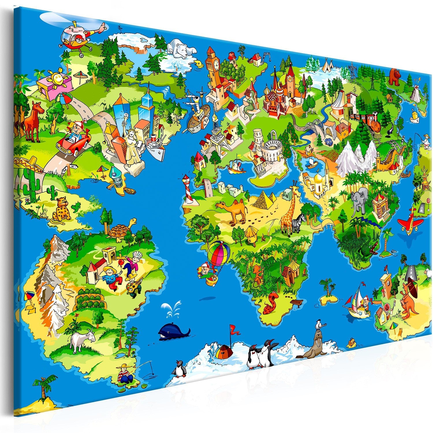 Canvas Tavla - Children's Map Wide-Tavla Canvas-Artgeist-90x60-peaceofhome.se