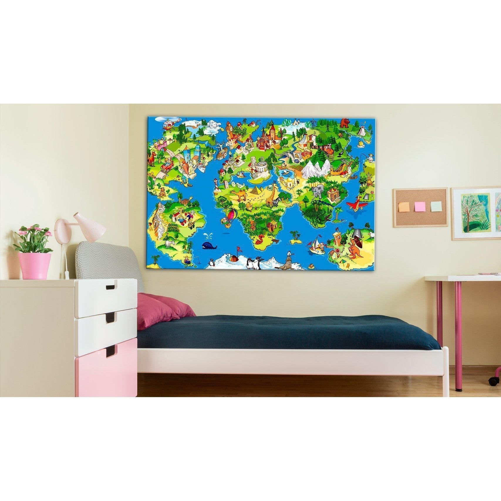 Canvas Tavla - Children's Map Wide-Tavla Canvas-Artgeist-peaceofhome.se