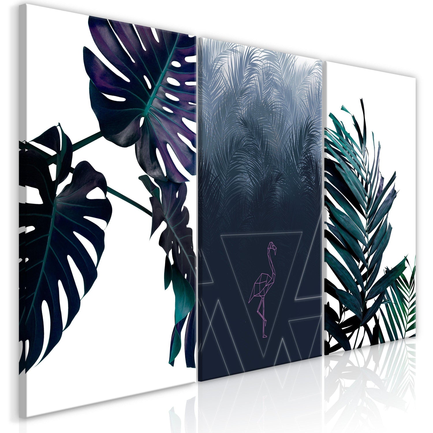 Canvas Tavla - Cool Leaves (3 delar)-Tavla Canvas-Artgeist-120x60-peaceofhome.se