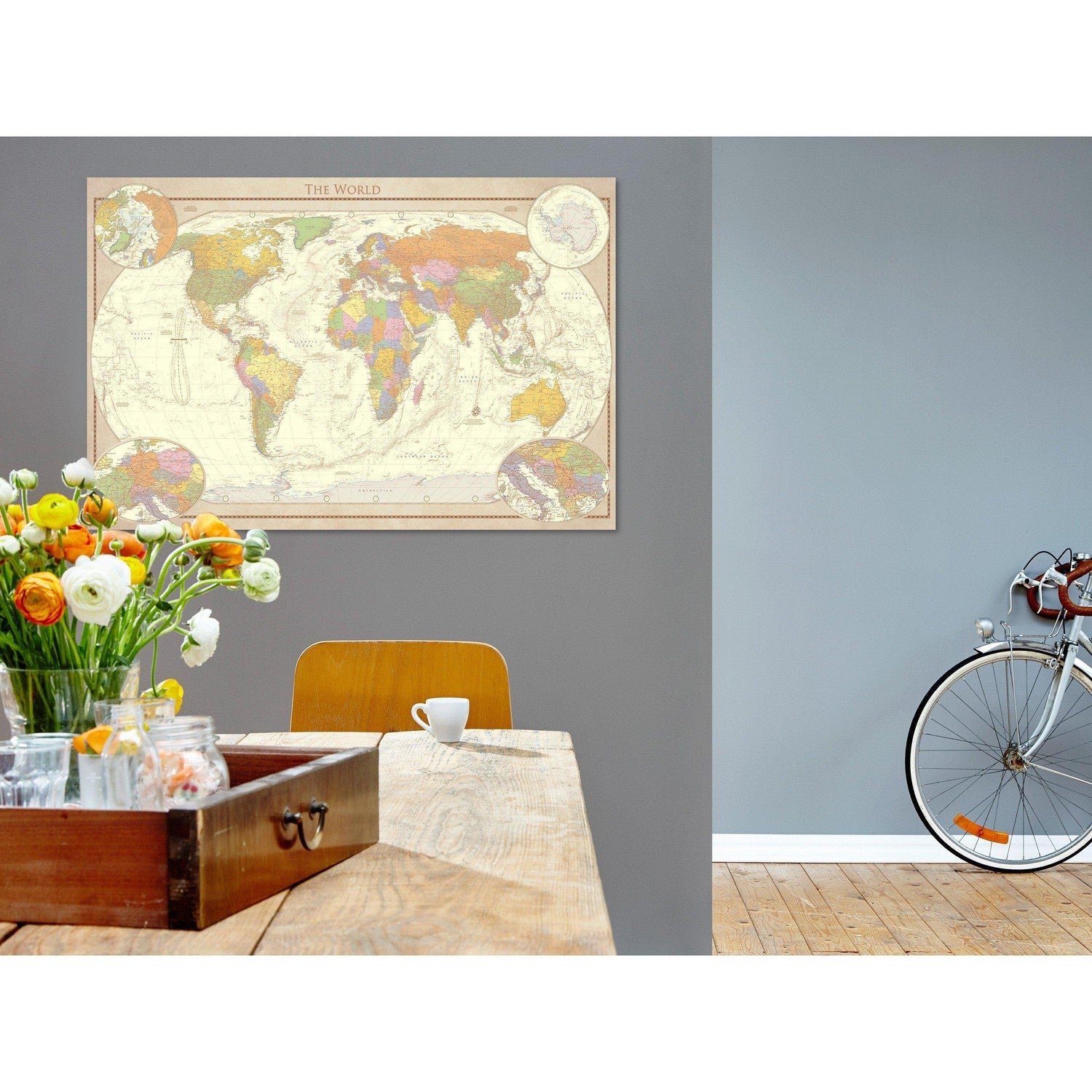Canvas Tavla - Cream World Map-Tavla Canvas-Artgeist-peaceofhome.se