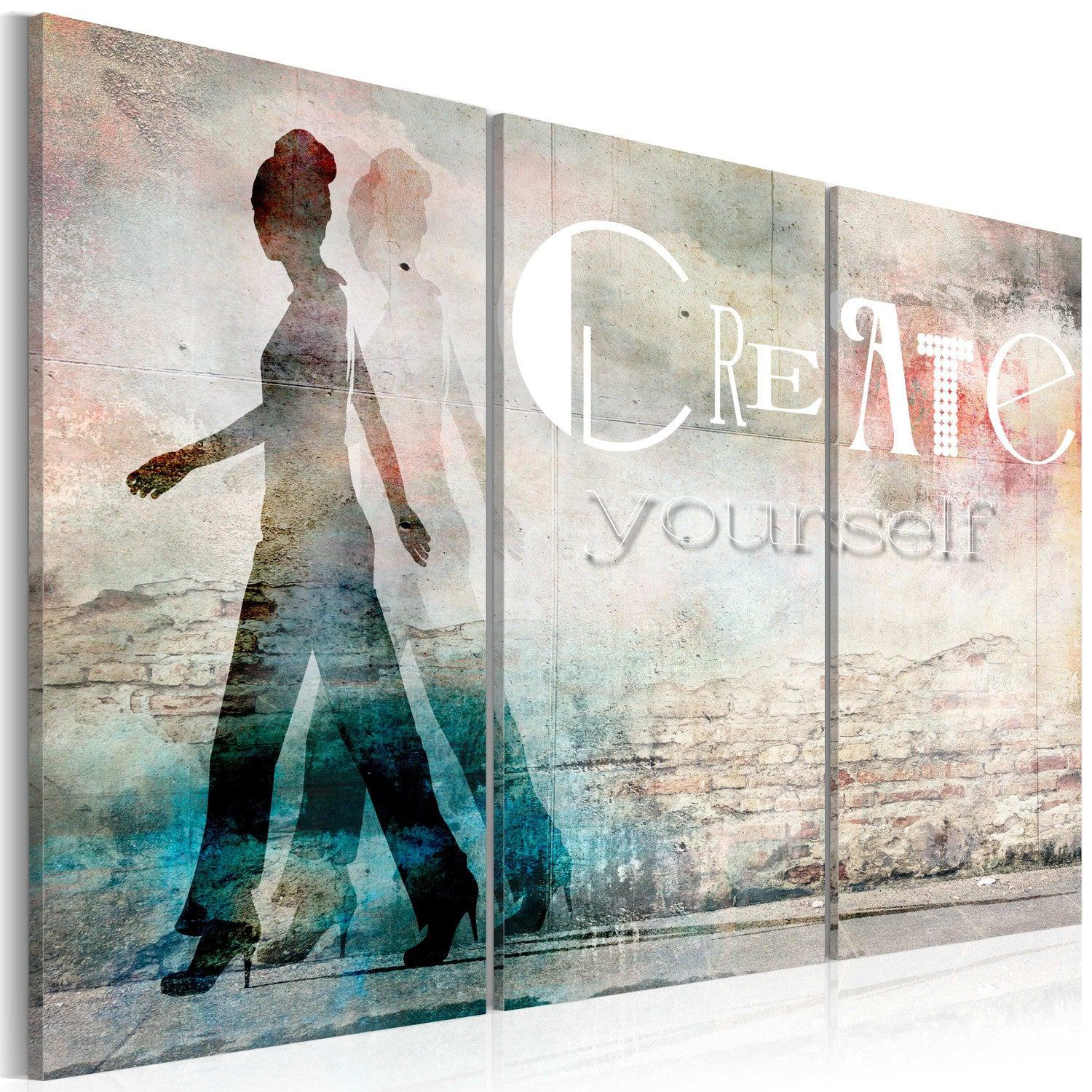 Canvas Tavla - Create yourself - triptych-Tavla Canvas-Artgeist-60x40-peaceofhome.se