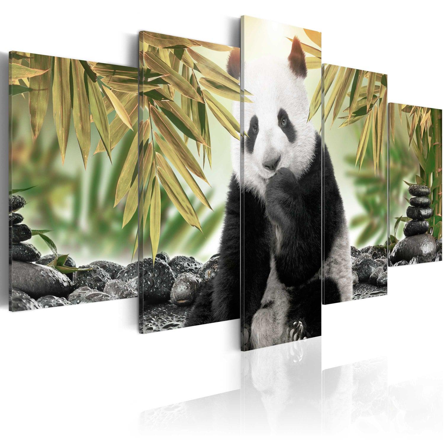 Canvas Tavla - Cute Panda Bear-Tavla Canvas-Artgeist-100x50-peaceofhome.se