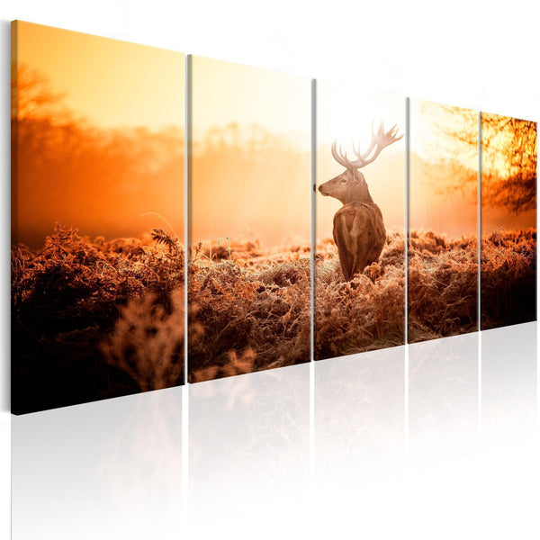 Canvas Tavla - Deer at Sunset-Tavla Canvas-Artgeist-200x80-peaceofhome.se