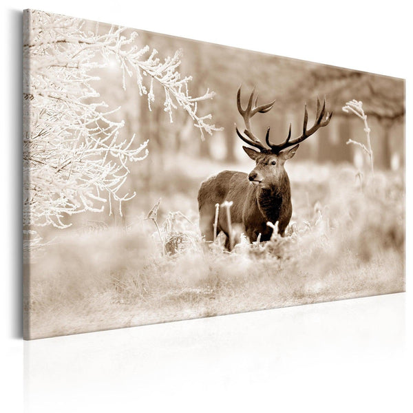Canvas Tavla - Deer in Sepia-Tavla Canvas-Artgeist-90x60-peaceofhome.se