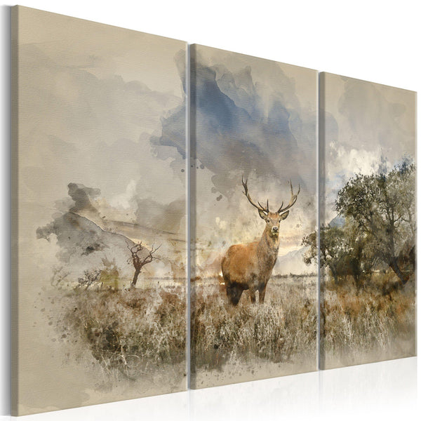 Canvas Tavla - Deer in the Field I-Tavla Canvas-Artgeist-90x60-peaceofhome.se