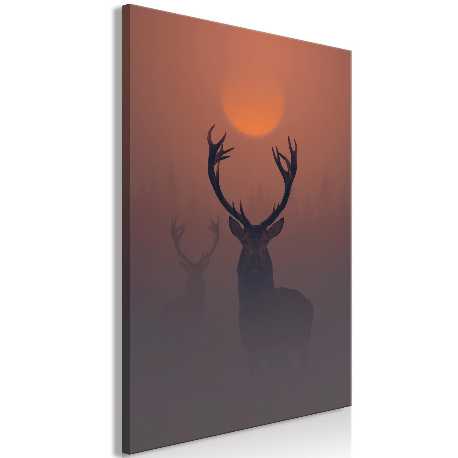 Canvas Tavla - Deers in the Fog Vertical-Tavla Canvas-Artgeist-40x60-peaceofhome.se