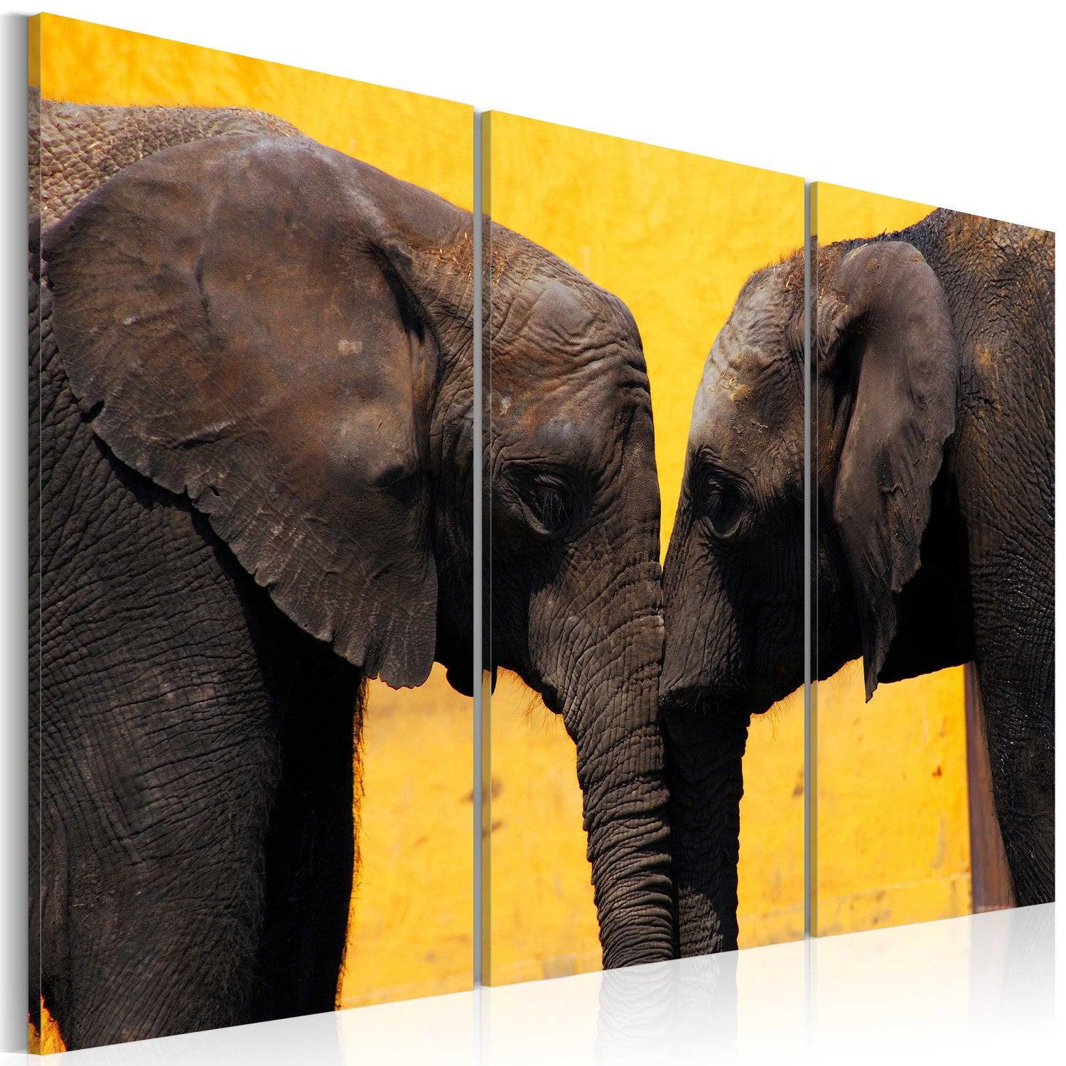 Canvas Tavla - Elephant kiss-Tavla Canvas-Artgeist-60x40-peaceofhome.se