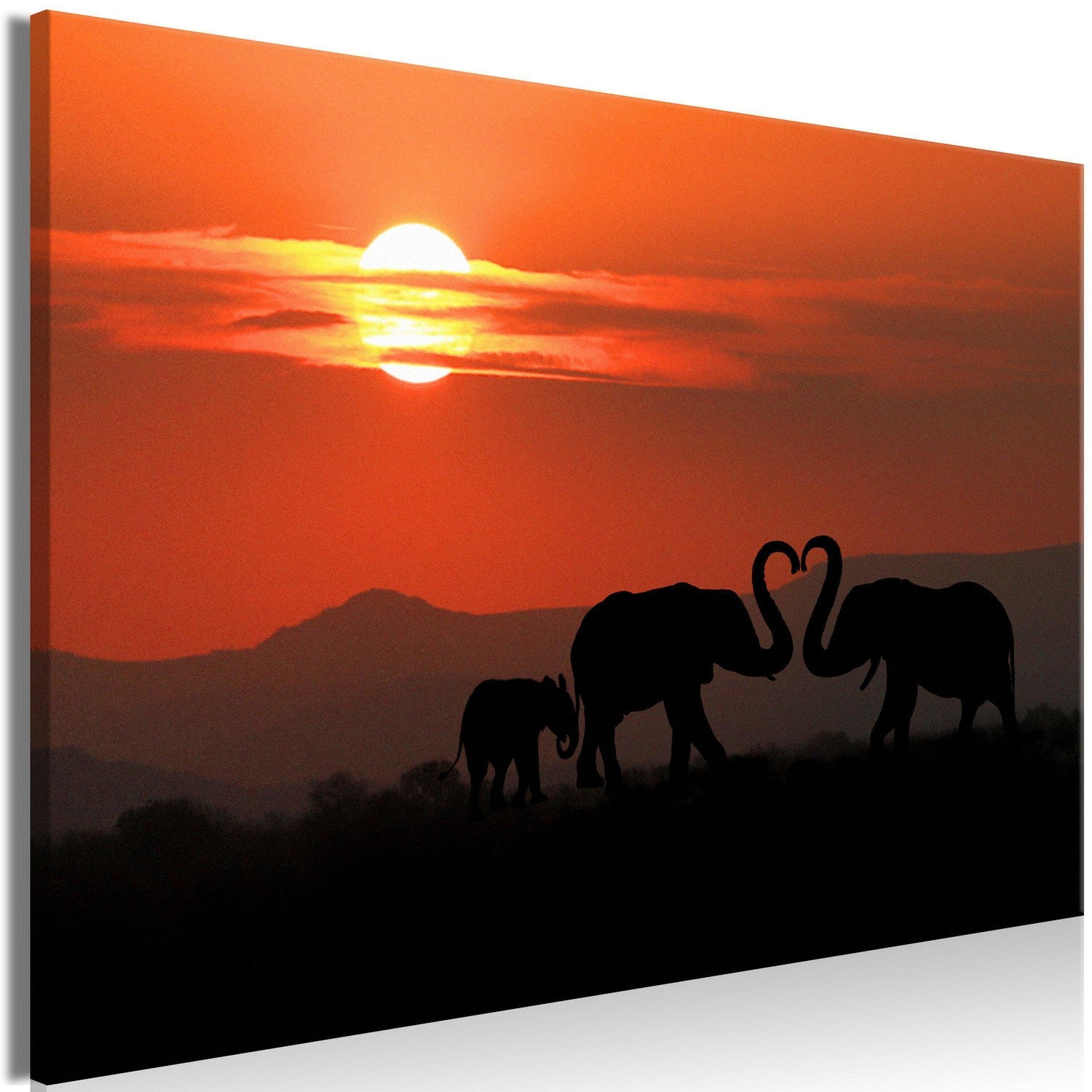 Canvas Tavla - Elephants in Love Wide-Tavla Canvas-Artgeist-60x40-peaceofhome.se