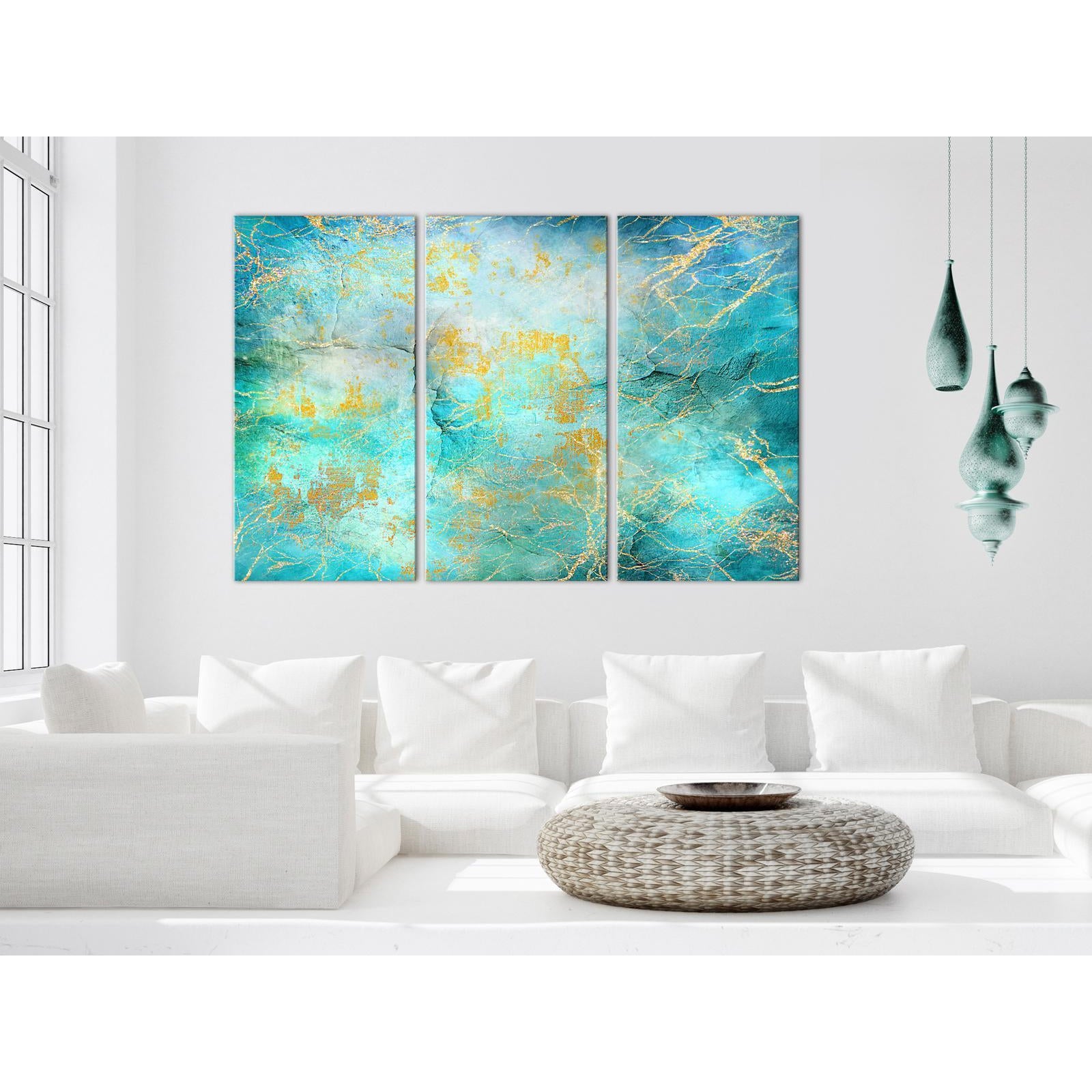 Canvas Tavla - Emerald Ocean (3 delar)-Tavla Canvas-Artgeist-peaceofhome.se