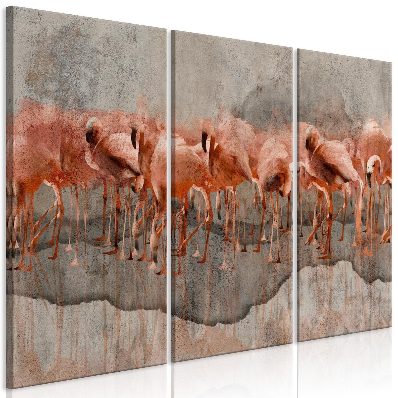 Canvas Tavla - Flamingo Lake (3 delar)-Tavla Canvas-Artgeist-90x60-peaceofhome.se