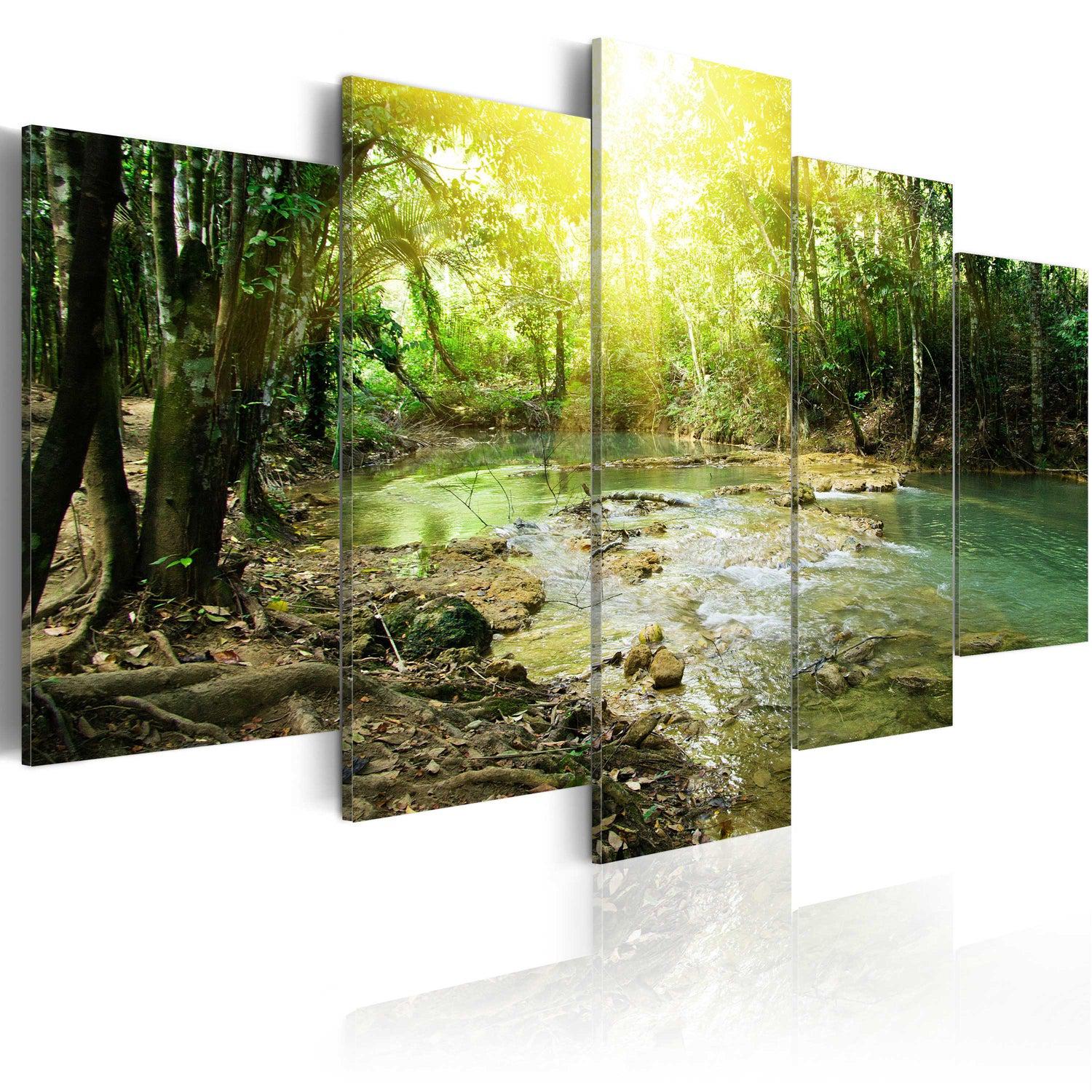 Canvas Tavla - Forest river-Tavla Canvas-Artgeist-100x50-peaceofhome.se