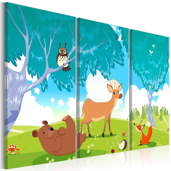 Canvas Tavla - Friendly Animals (3 delar)-Tavla Canvas-Artgeist-90x60-peaceofhome.se