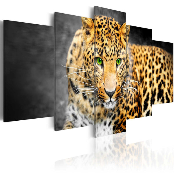 Canvas Tavla - Green-eyed leopard-Tavla Canvas-Artgeist-100x50-peaceofhome.se