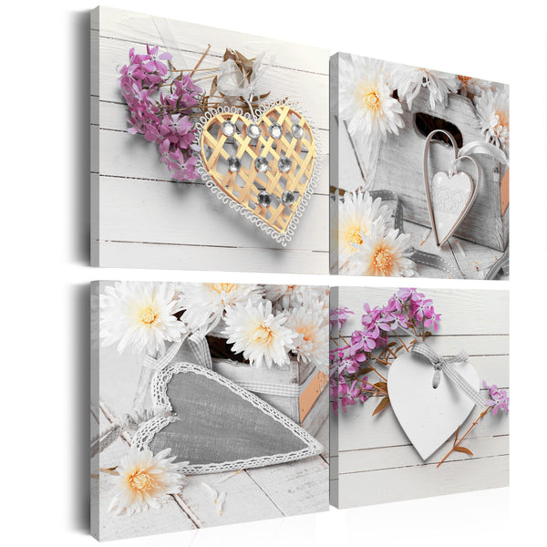 Canvas Tavla - Hearts and flowers-Tavla Canvas-Artgeist-40x40-peaceofhome.se