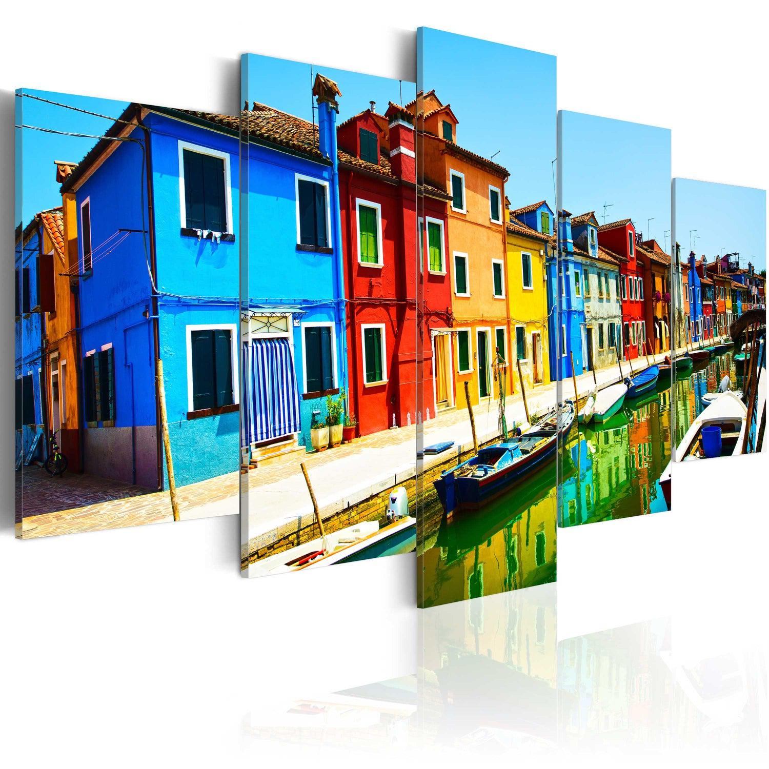 Canvas Tavla - Houses in the colors of the rainbow-Tavla Canvas-Artgeist-100x50-peaceofhome.se
