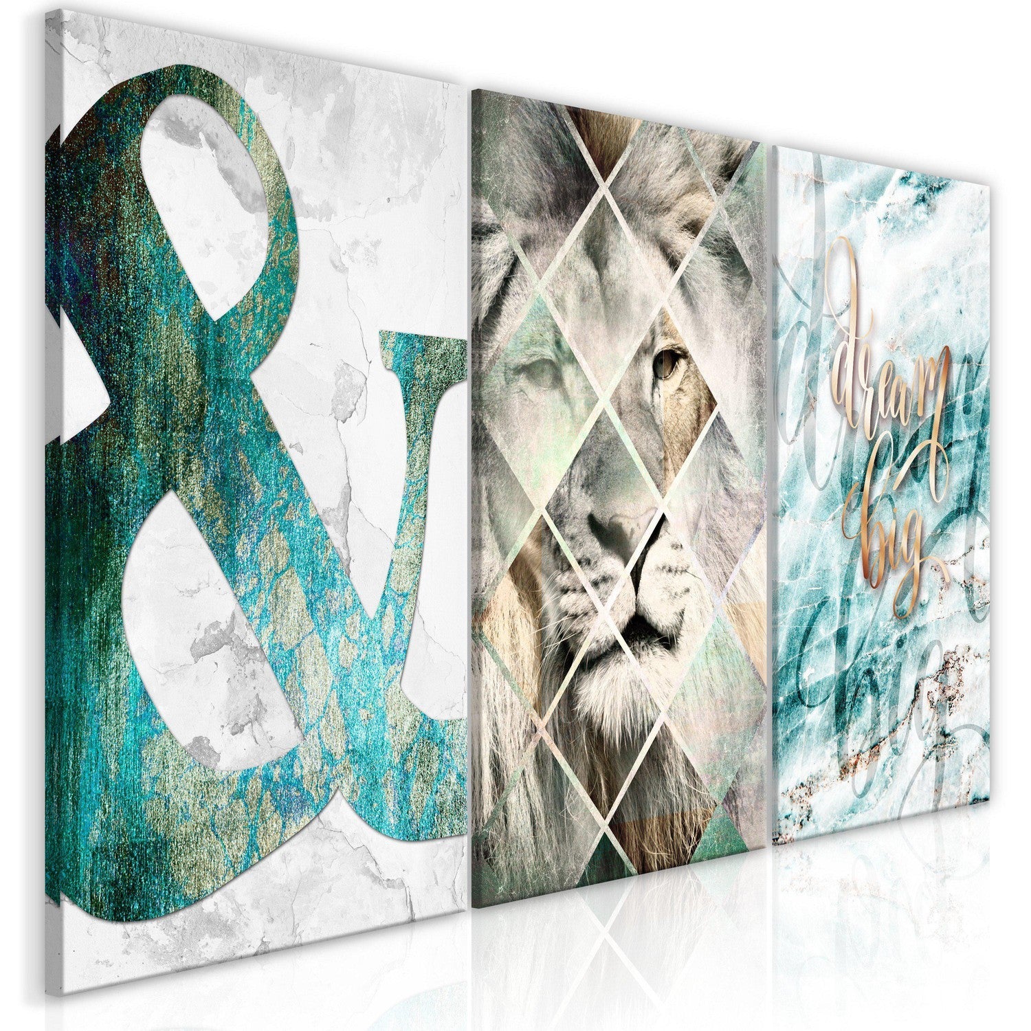 Canvas Tavla - Lion Dreams (3 delar)-Tavla Canvas-Artgeist-60x30-peaceofhome.se
