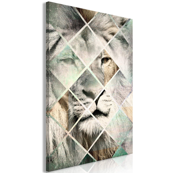Canvas Tavla - Lion on the Chessboard Vertical-Tavla Canvas-Artgeist-40x60-peaceofhome.se