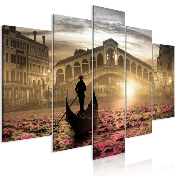 Canvas Tavla - Magic Venice (5 delar) Wide Orange-Tavla Canvas-Artgeist-100x50-peaceofhome.se