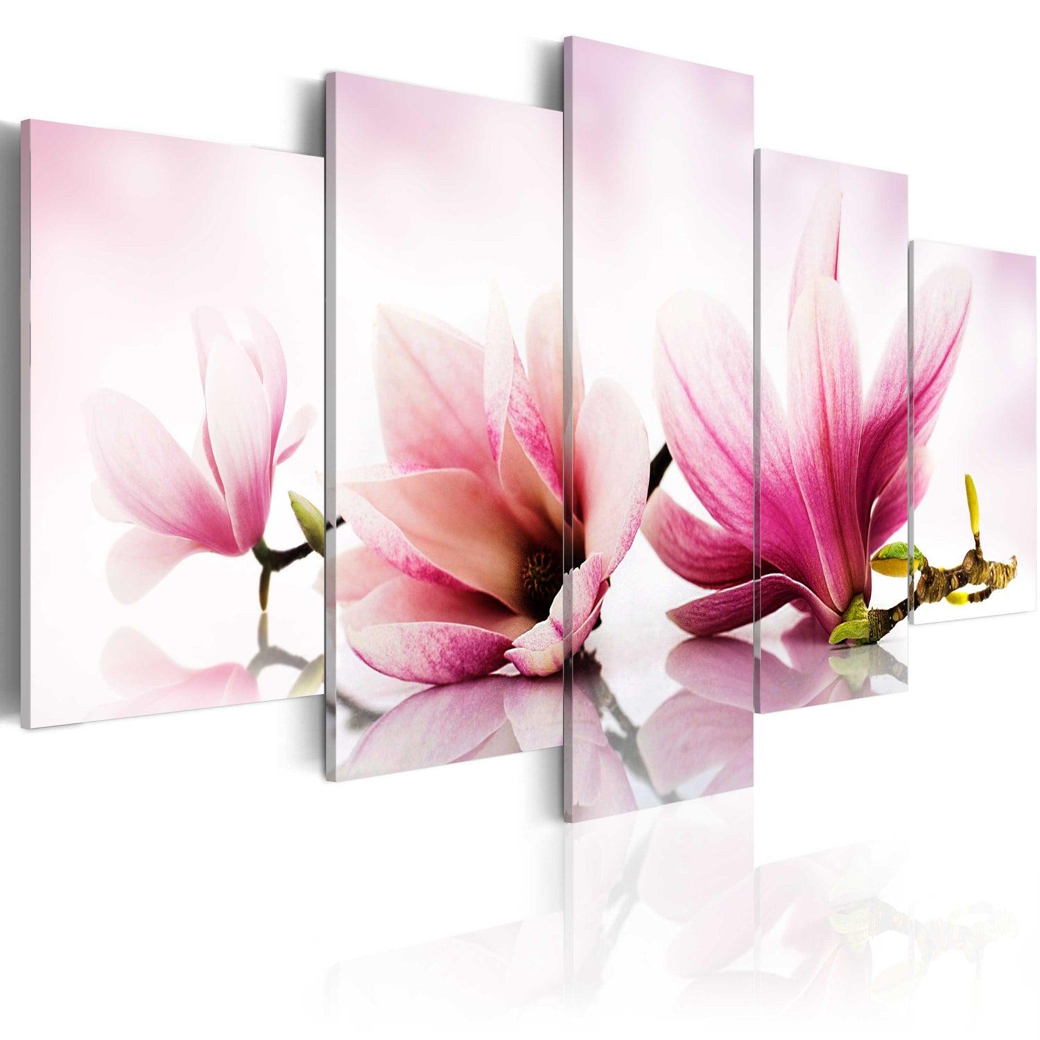Canvas Tavla - Magnolias: pink flowers-Tavla Canvas-Artgeist-100x50-peaceofhome.se