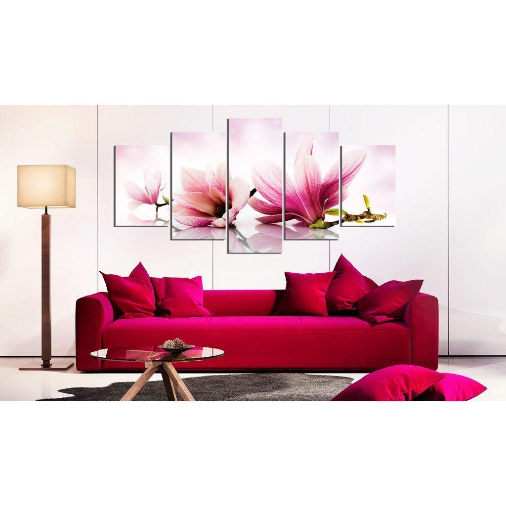 Canvas Tavla - Magnolias: pink flowers-Tavla Canvas-Artgeist-peaceofhome.se