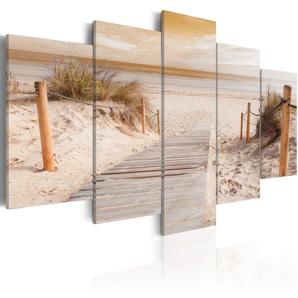 Canvas Tavla - Morning on the beach - sepia-Tavla Canvas-Artgeist-100x50-peaceofhome.se
