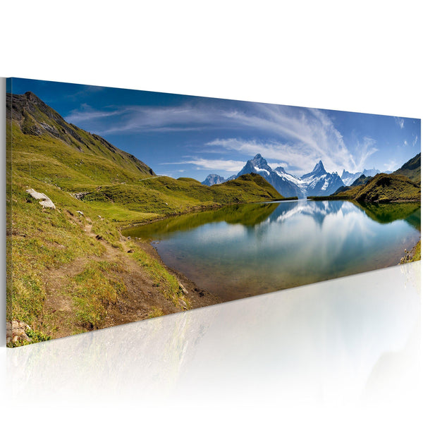 Canvas Tavla - Mountain lake-Tavla Canvas-Artgeist-120x40-peaceofhome.se