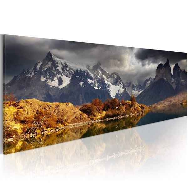 Canvas Tavla - Mountain landscape before a storm-Tavla Canvas-Artgeist-120x40-peaceofhome.se