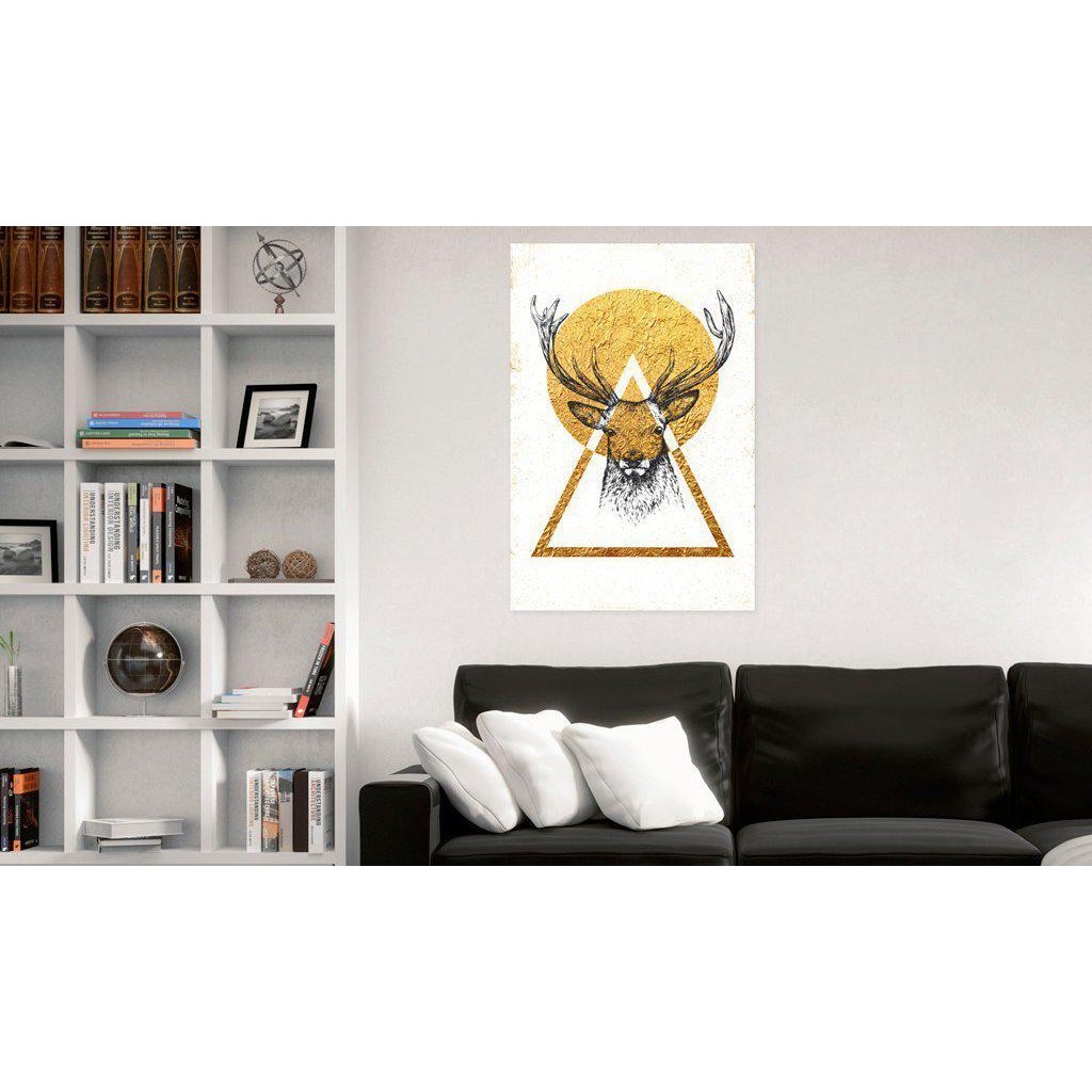 Canvas Tavla - My Home: Golden Deer-Tavla Canvas-Artgeist-peaceofhome.se