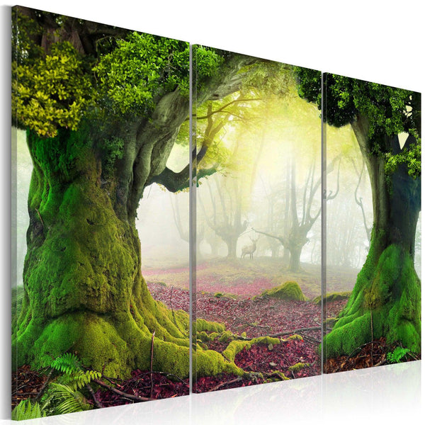 Canvas Tavla - Mysterious forest - triptych-Tavla Canvas-Artgeist-60x40-peaceofhome.se
