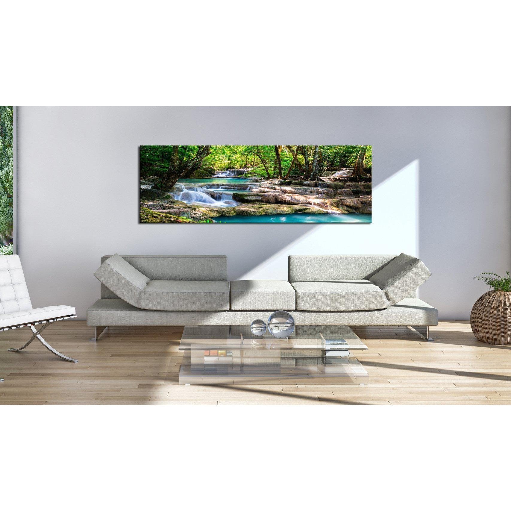 Canvas Tavla - Nature: Forest Waterfall-Tavla Canvas-Artgeist-peaceofhome.se