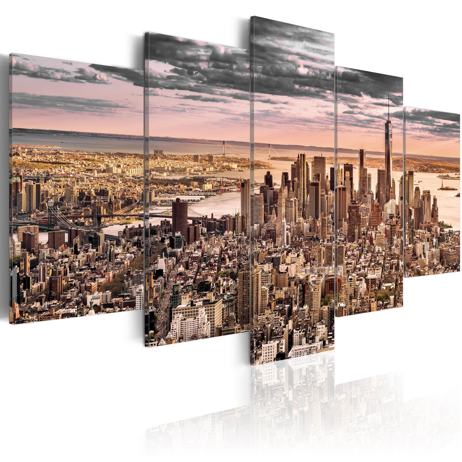Canvas Tavla - New York City: Morning Sky-Tavla Canvas-Artgeist-100x50-peaceofhome.se