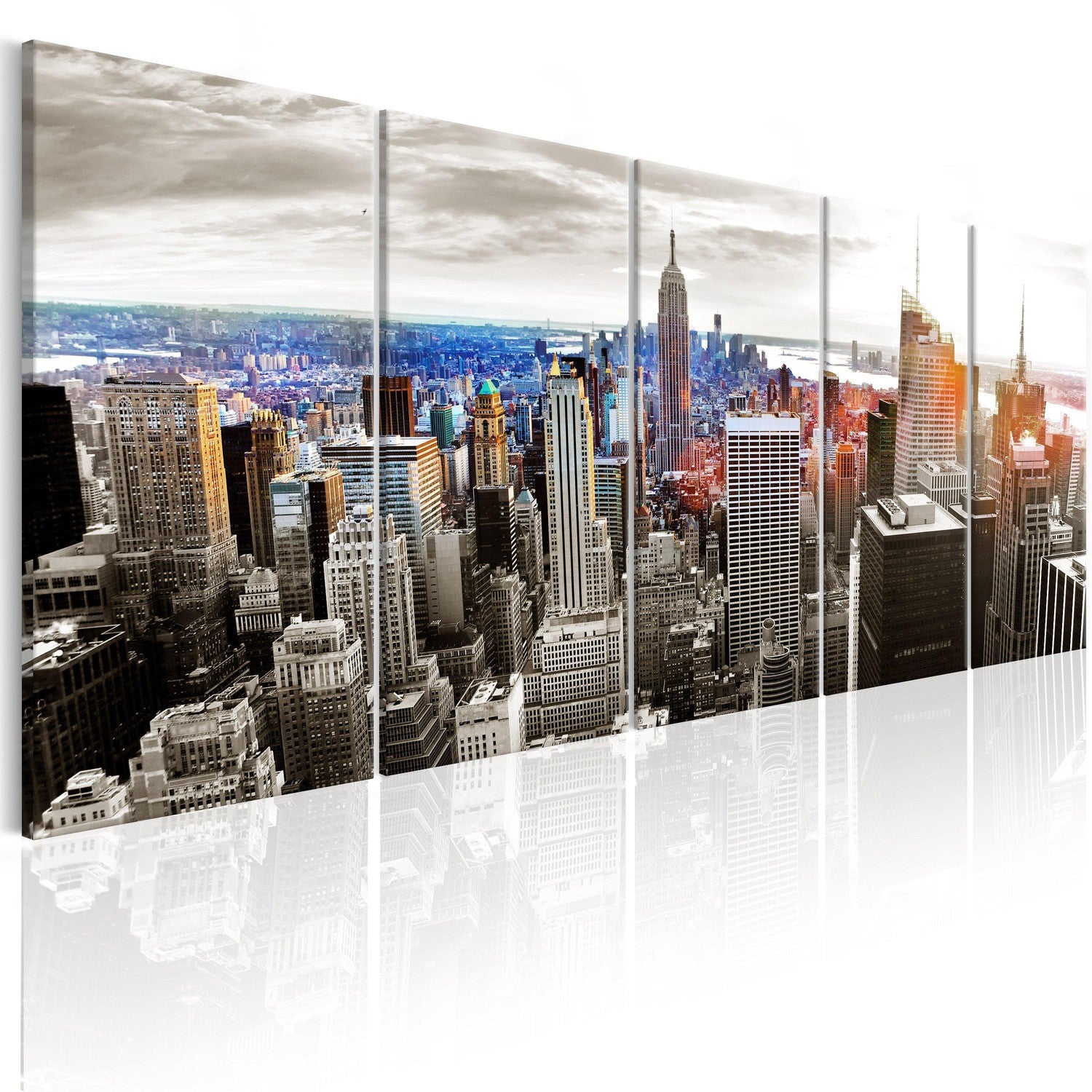 Canvas Tavla - New York: Grey Tower Blocks-Tavla Canvas-Artgeist-200x80-peaceofhome.se