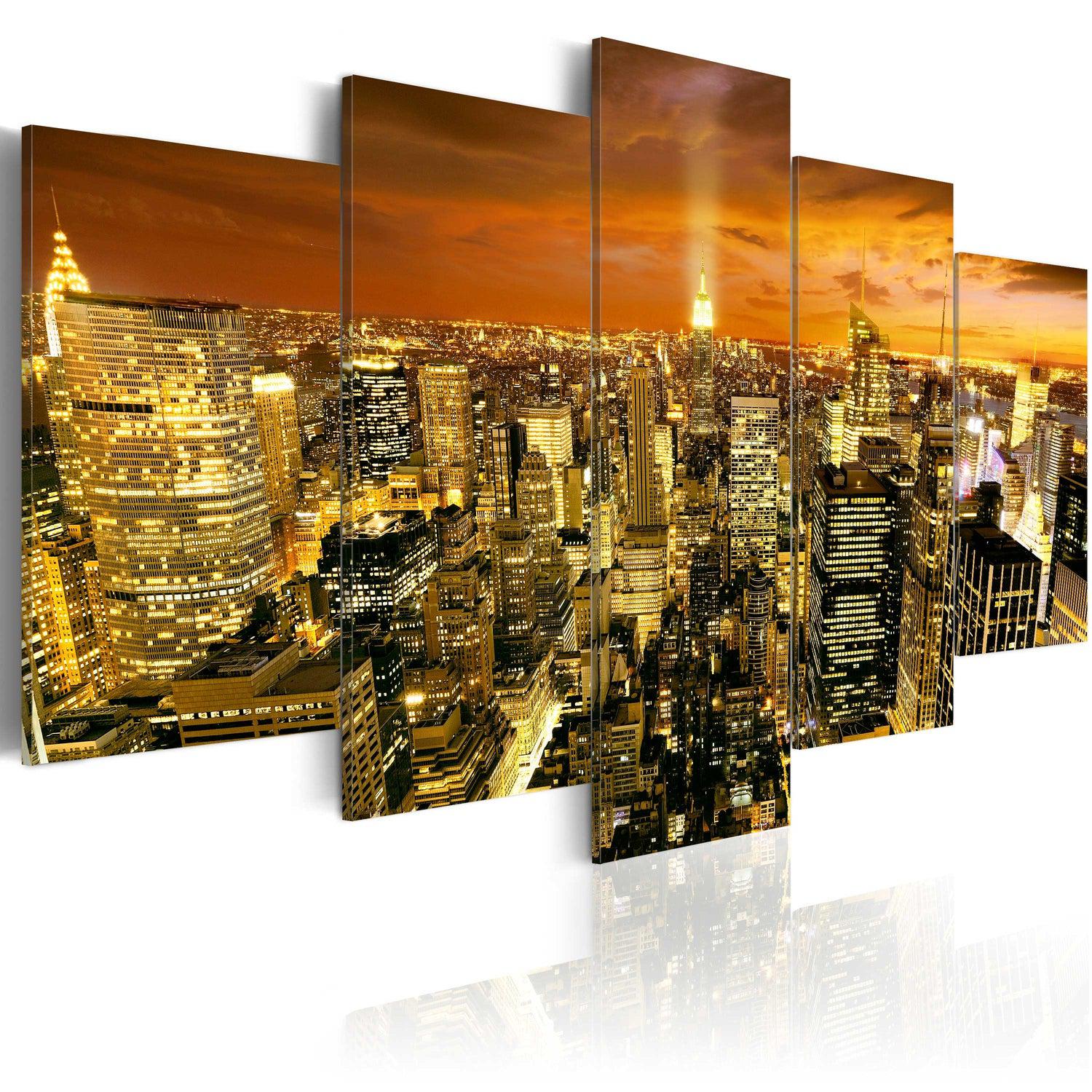 Canvas Tavla - New York: amber-Tavla Canvas-Artgeist-100x50-peaceofhome.se