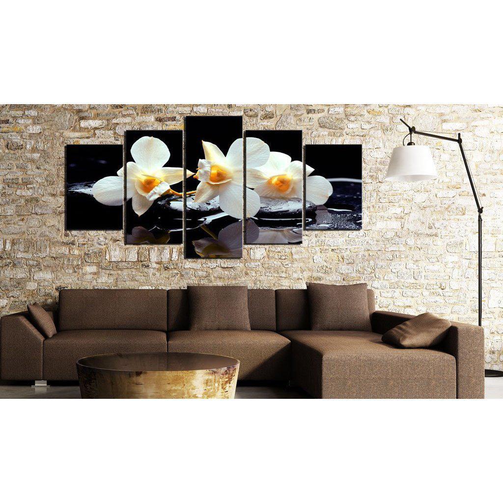 Canvas Tavla - Orchids with orange accent-Tavla Canvas-Artgeist-peaceofhome.se